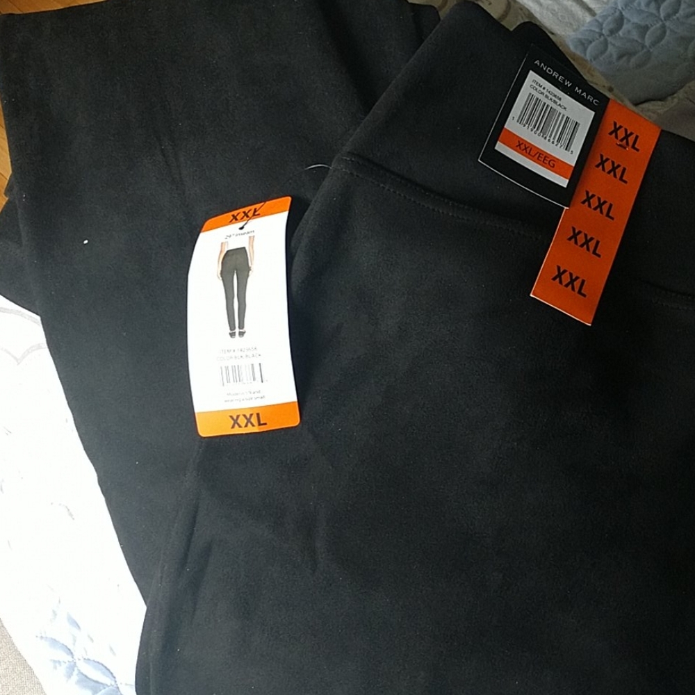 Andrew Marc Women's Faux Suede Black Leggings